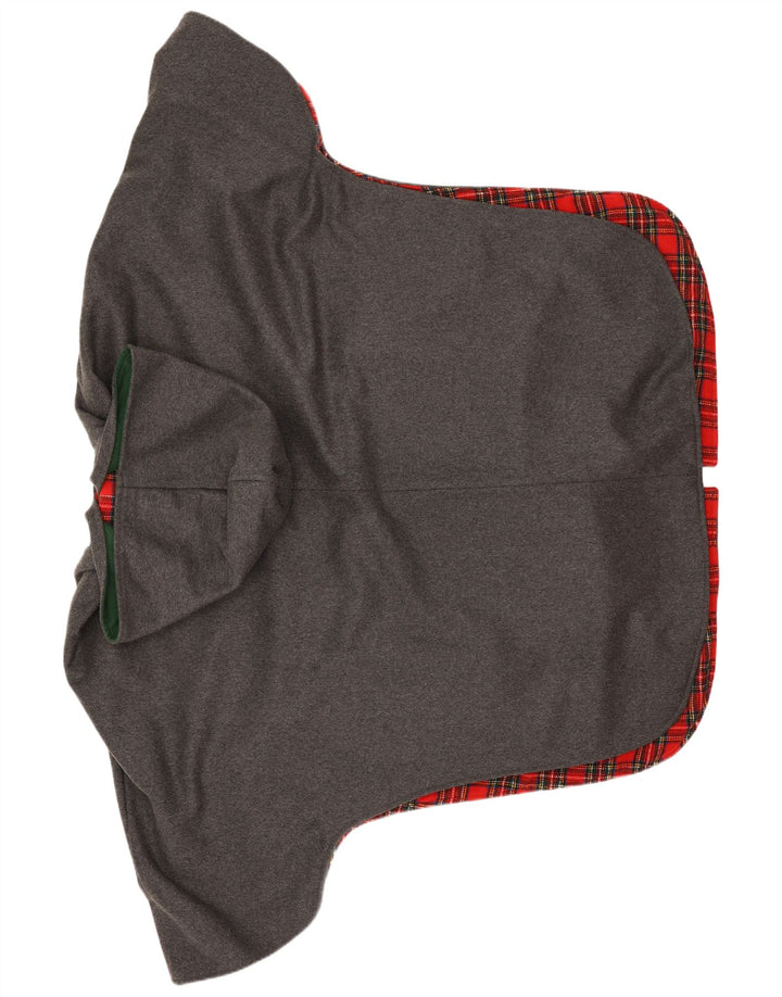 Vintage damski płaszcz poncho z kapturem, jeden rozmiar, szary