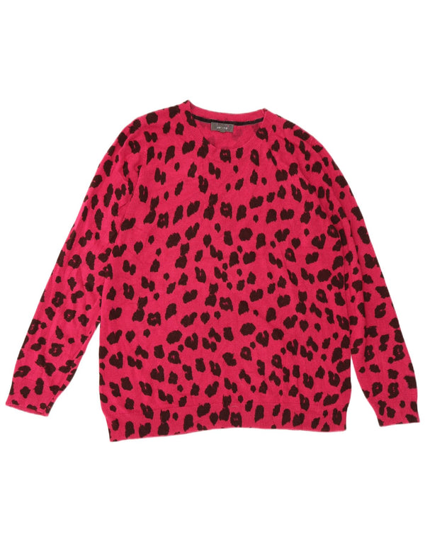 Marks & Spencer Damski sweter z okrągłym dekoltem UK 22 2XL Różowy nadruk zwierzęcy