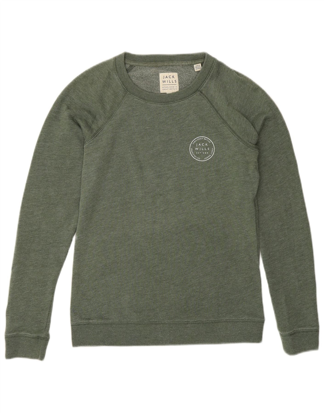 JACK WILLS Womens Sweatshirt Jumper UK 8 Small Green Cotton