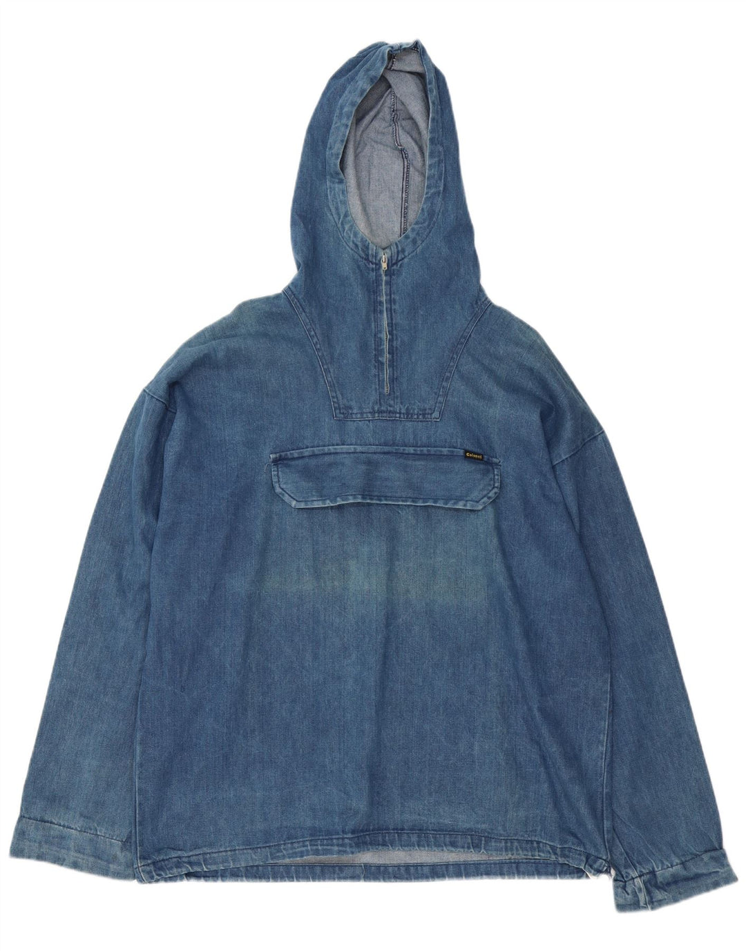 Vintage męska kurtka dżinsowa z kapturem i kapturem UK 42 XL niebieska bawełna