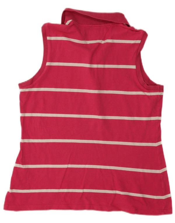 Damska koszulka polo bez rękawów Tommy Hilfiger UK 18 XL w różowe paski