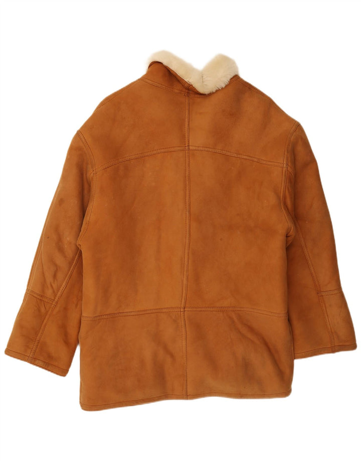 Męska kurtka shearling VINTAGE UK 40, duża brązowa