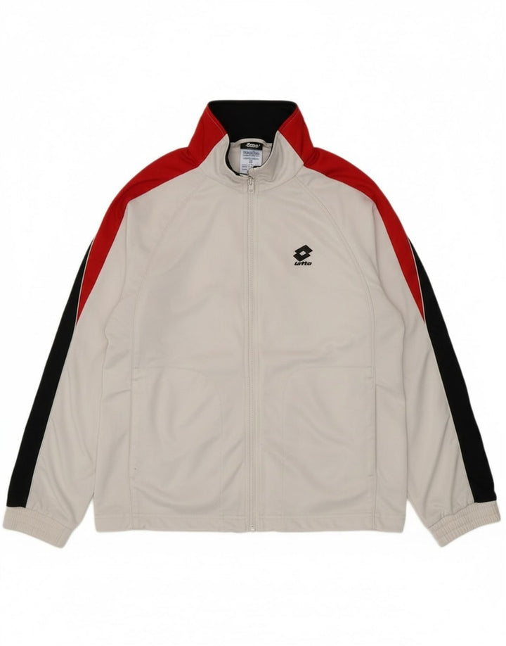 Męska kurtka dresowa Lotto, duża, biała, poliestrowa z blokami kolorów