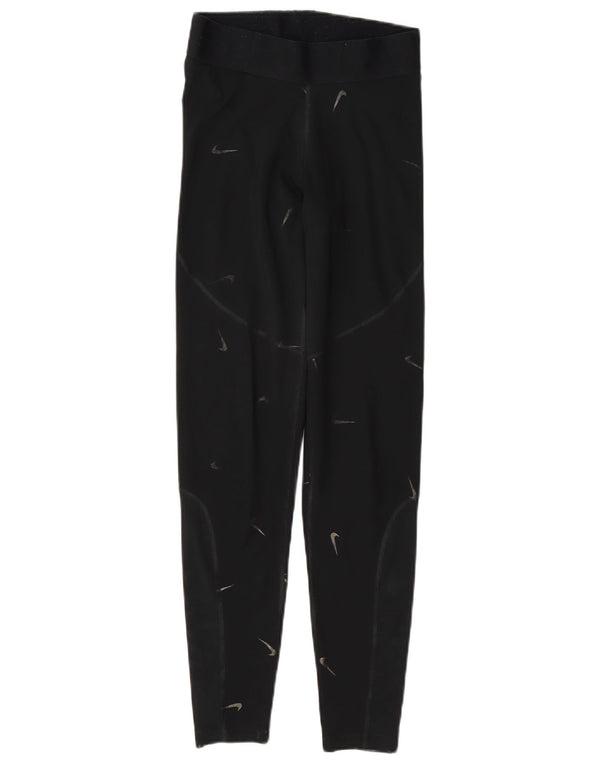 Damskie legginsy Nike Graphic UK 10, małe, czarne, poliestrowe