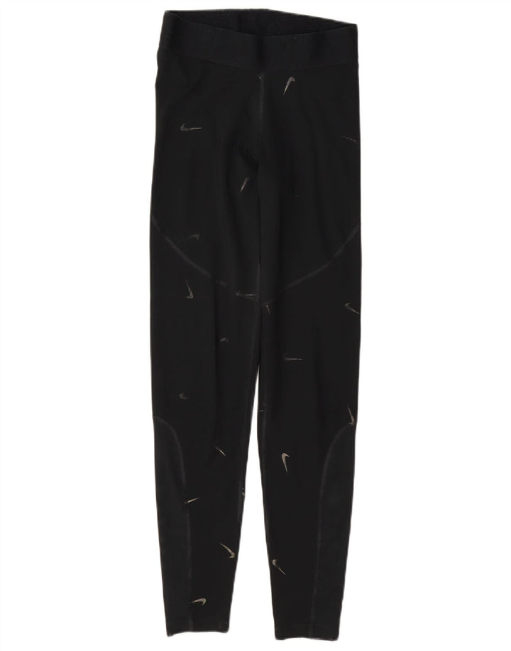 Damskie legginsy Nike Graphic UK 10, małe, czarne, poliestrowe