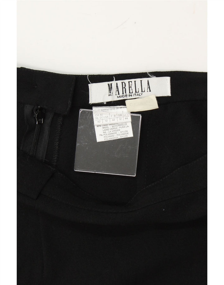 MARELLA Womens Straight Skirt UK 12 Medium W28 Black Wool Vintage Marella and Second-Hand Marella from Messina Hembry 
