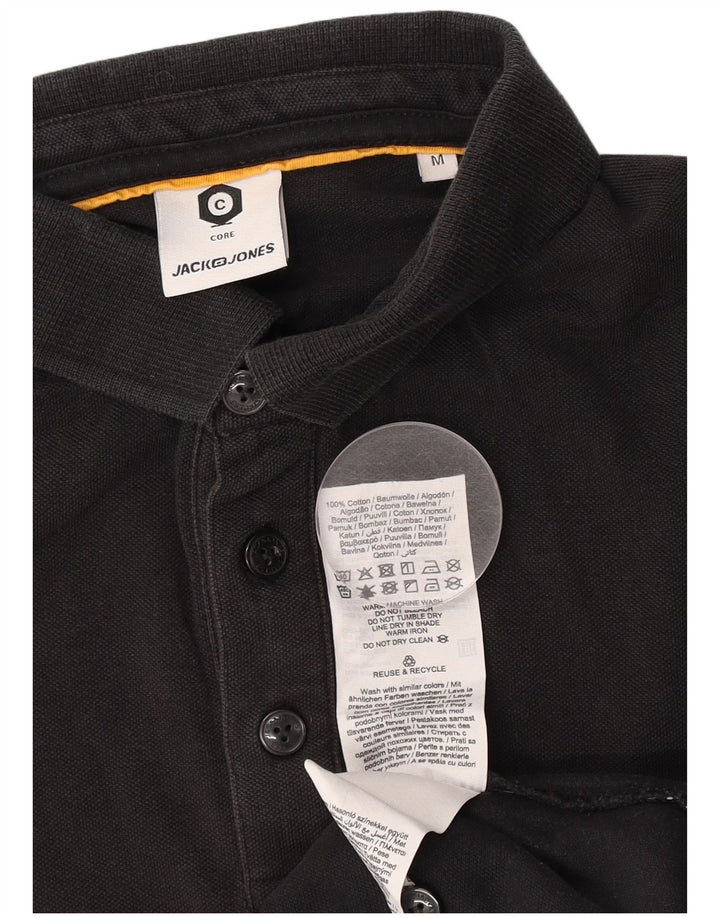 Męska koszulka polo Jack & Jones z grafiką, bawełniana w kolorze średniej czerni