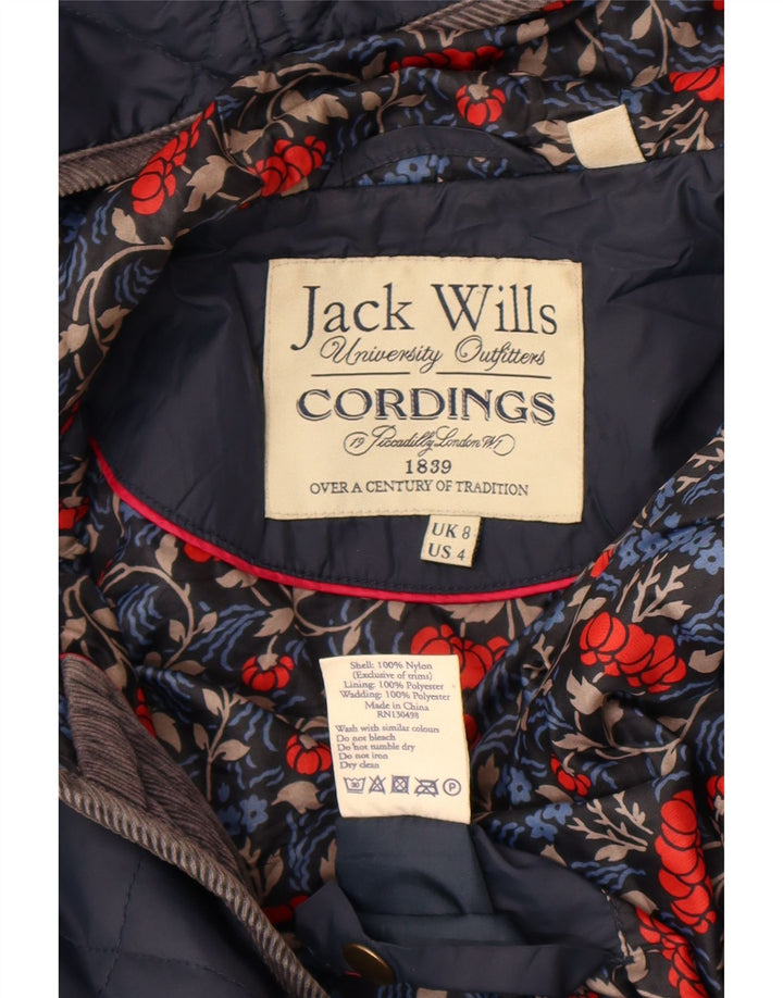 Damska pikowana kurtka z kapturem Jack Wills UK 8, mała, granatowa, nylonowa