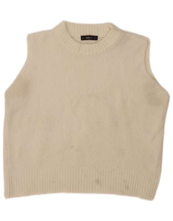 Damski podkoszulek Zara Crop Vest UK 16, duży w kolorze złamanej bieli