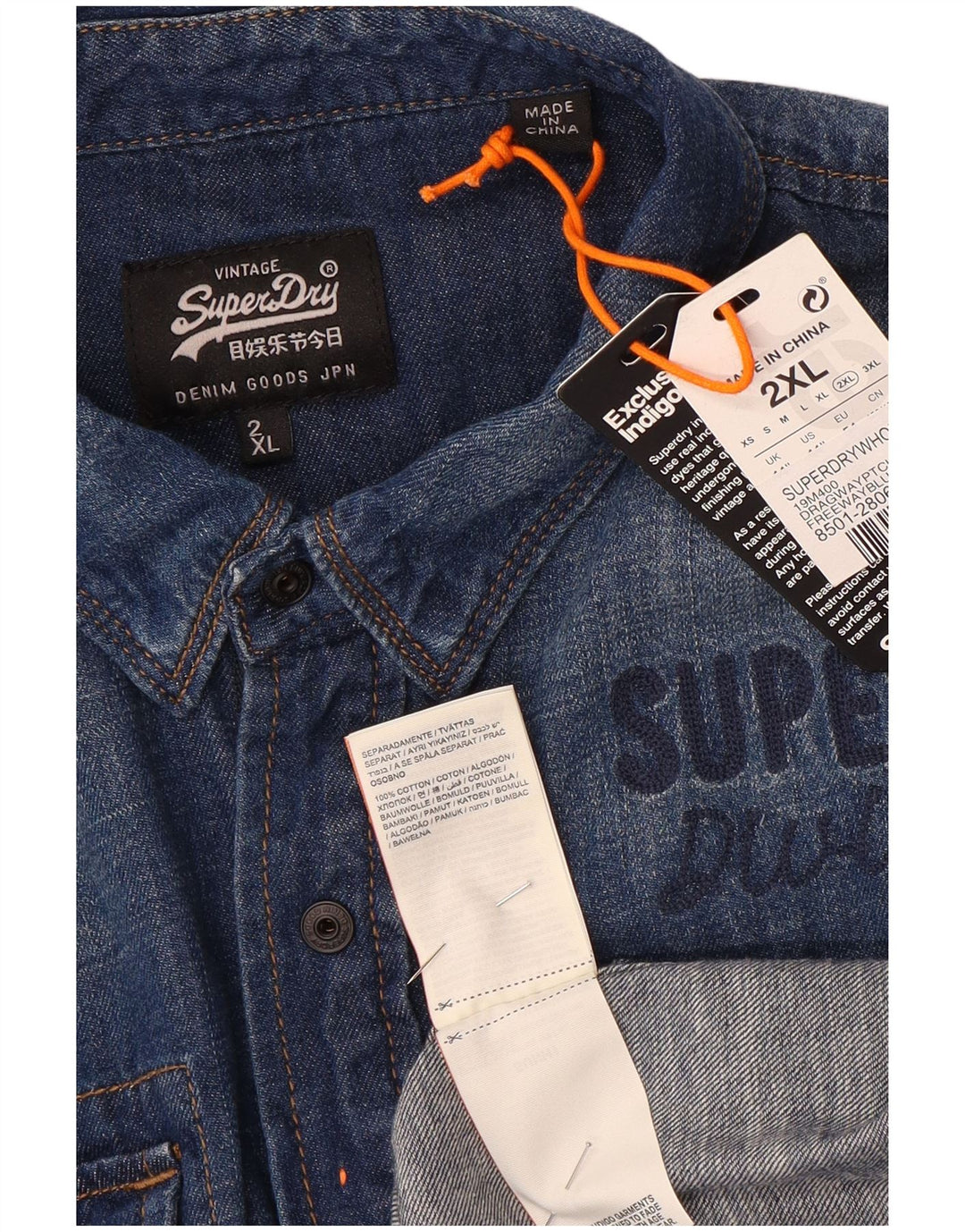 Męska koszula dżinsowa Superdry 2XL, niebieska, bawełniana
