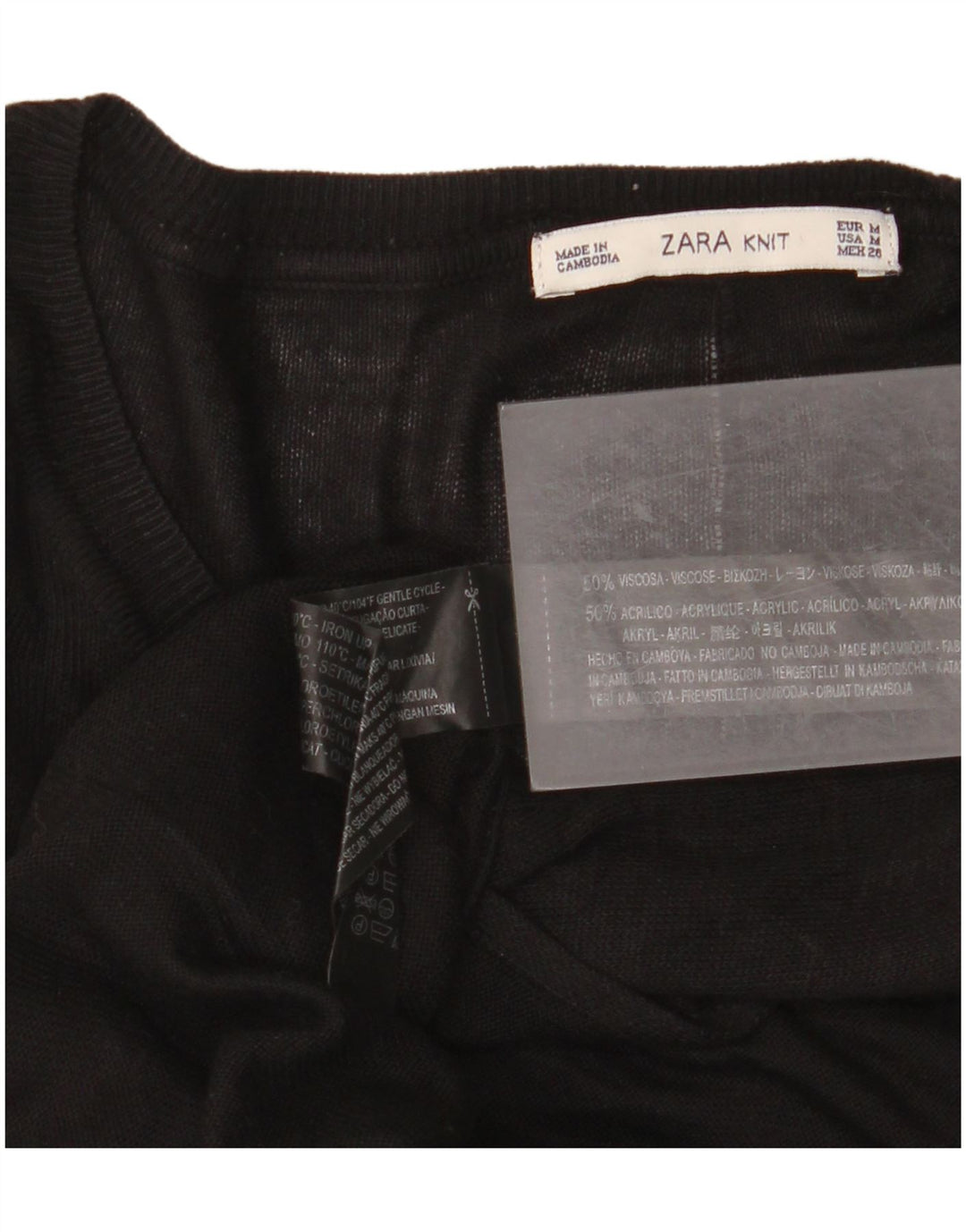 Damski top oversize Zara z długim rękawem UK 14, średni czarny wiskoza