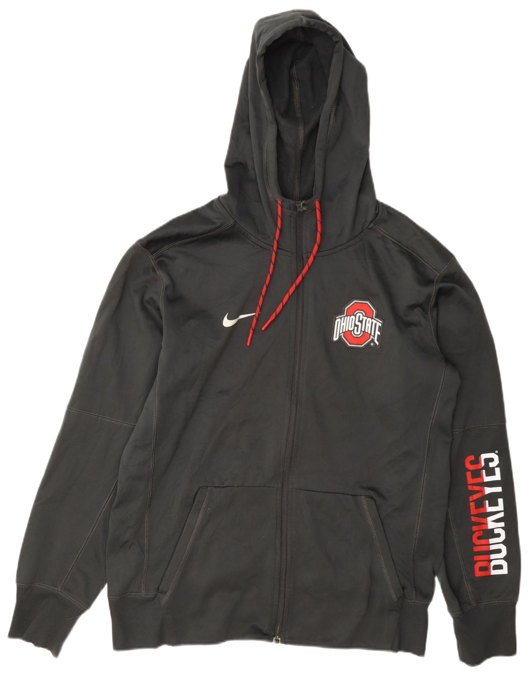 Męski sweter z kapturem i zamkiem błyskawicznym Nike Ohio State, średnioszary, poliestrowy