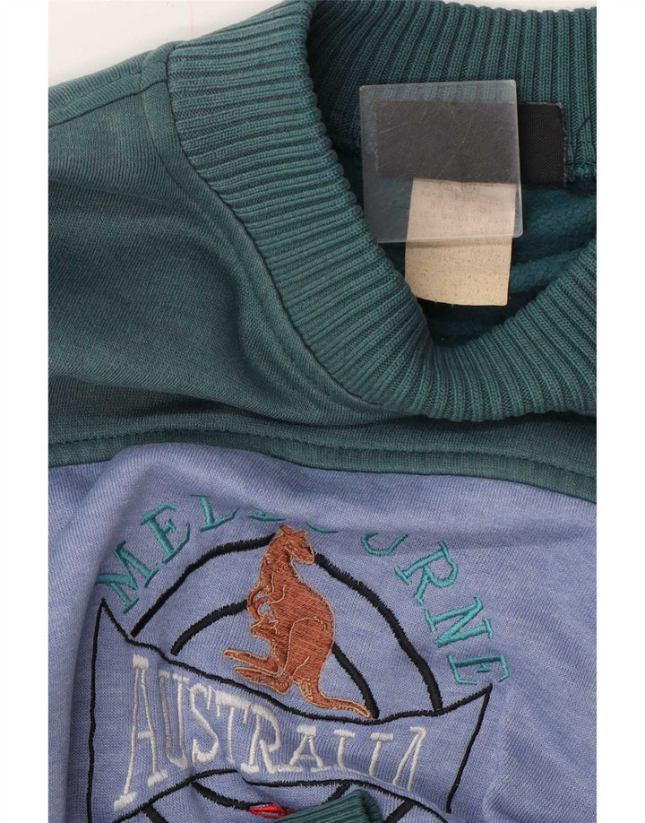 Męska bluza z grafiką w stylu vintage, sweter XL, zielony, poliester z blokami kolorów