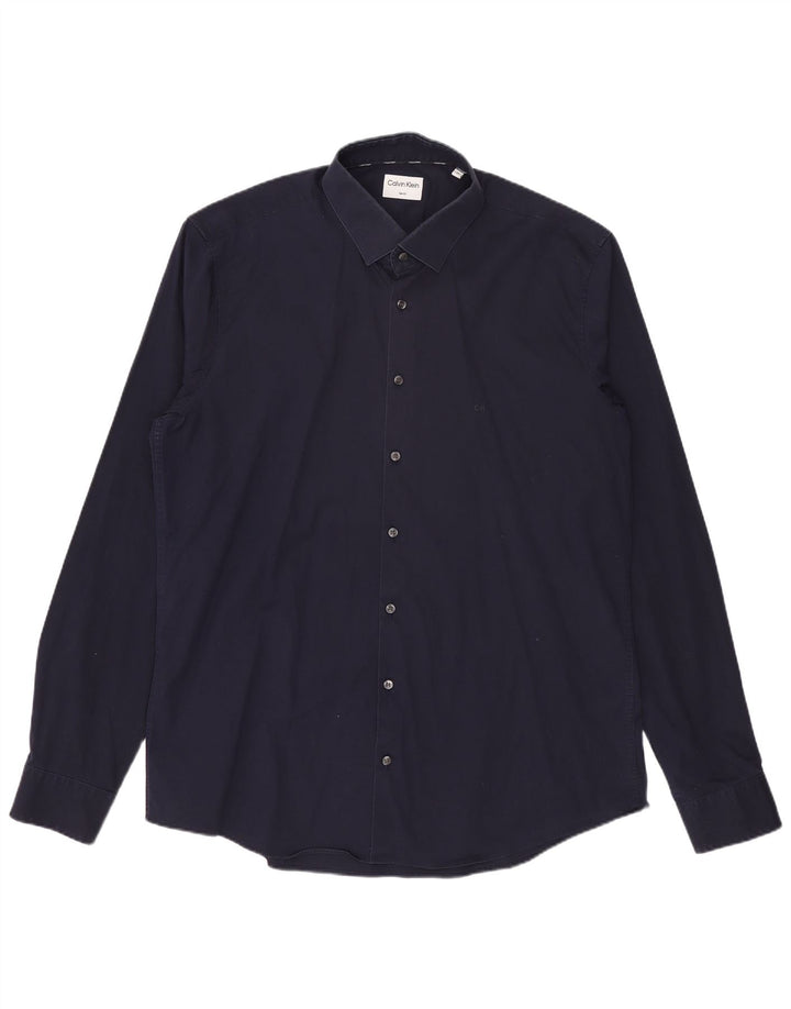 Koszula męska Calvin Klein Slim Fit, rozmiar 43, duża, granatowa