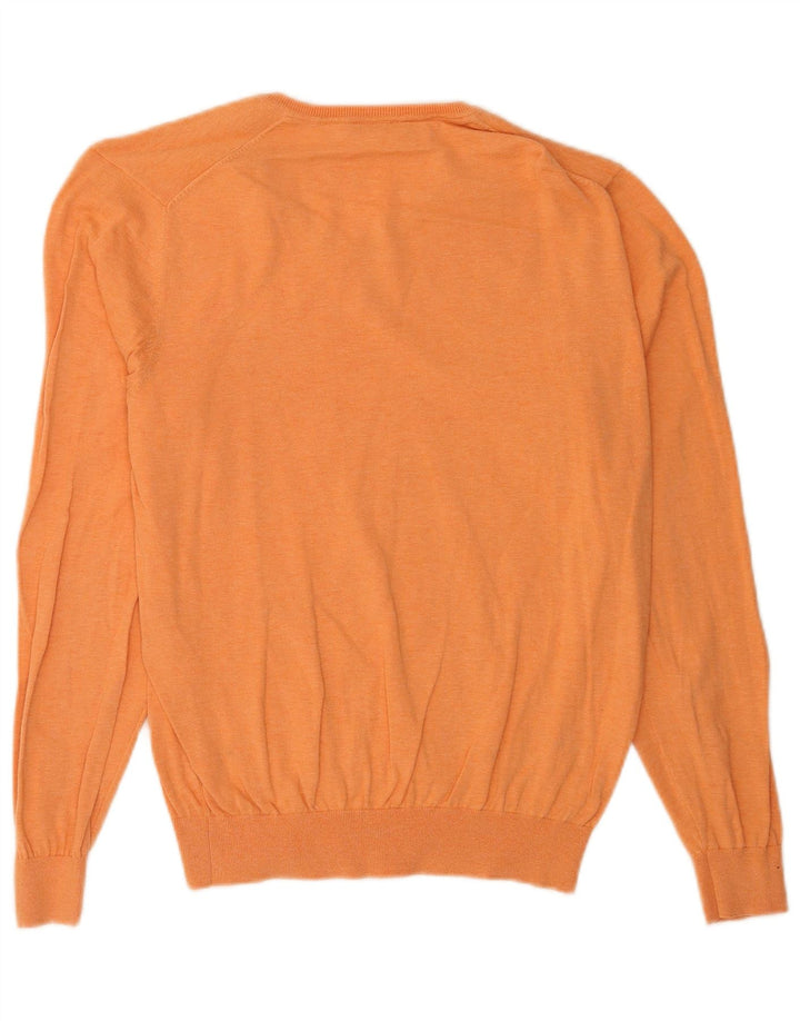 Męski sweter Massimo Dutti z dekoltem w kształcie litery V, duży pomarańczowy