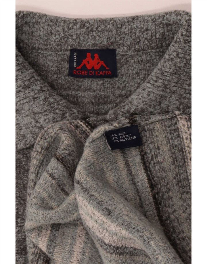 Męski sweter Kappa Polo XL, szary, wełniany w paski