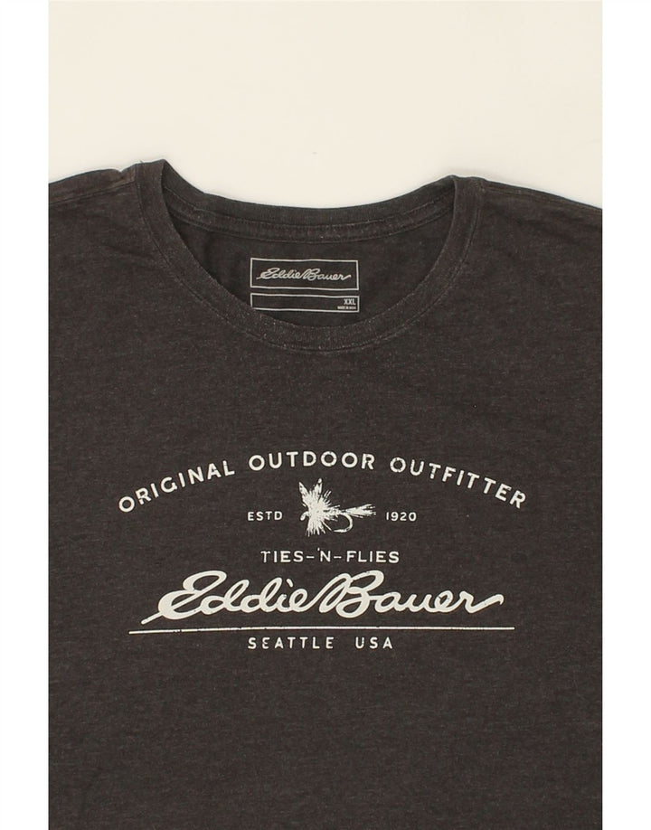 Męski T-shirt z grafiką EDDIE BAUER, 2XL, szary