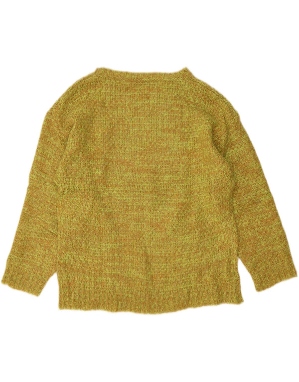 Damski sweter Benetton z dekoltem w łódkę UK 16, duży, zielony, nakrapiany akryl
