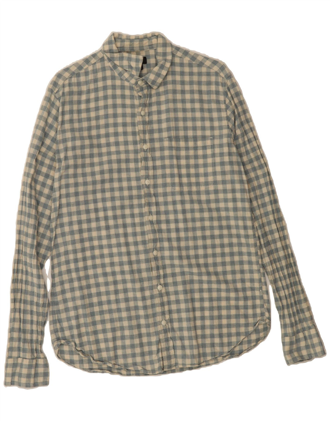 J. CREW Mens Tall Shirt Medium Blue Gingham Cotton Vintage J. Crew and Second-Hand J. Crew from Messina Hembry 