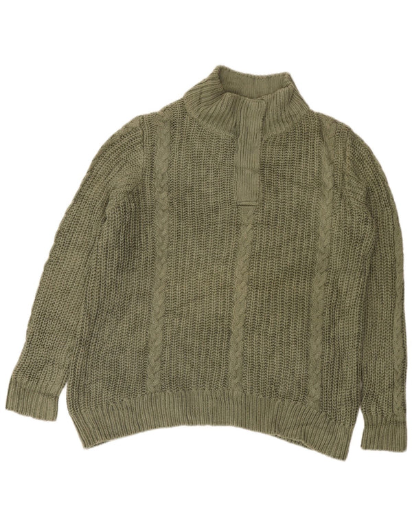 Damski sweter L.L.Bean o luźnym kroju i zapinanym na zamek, brytyjski, 18 XL, bawełniany khaki