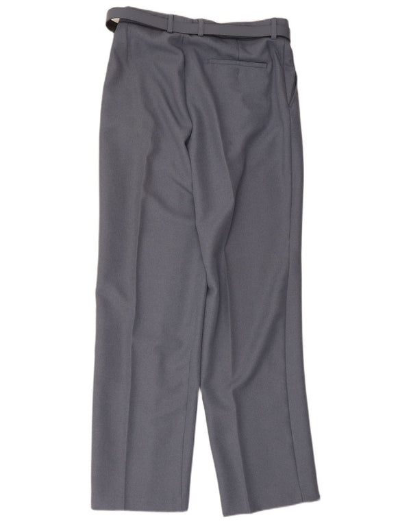 Damskie proste spodnie garniturowe w stylu vintage W34 L30 Szary poliester