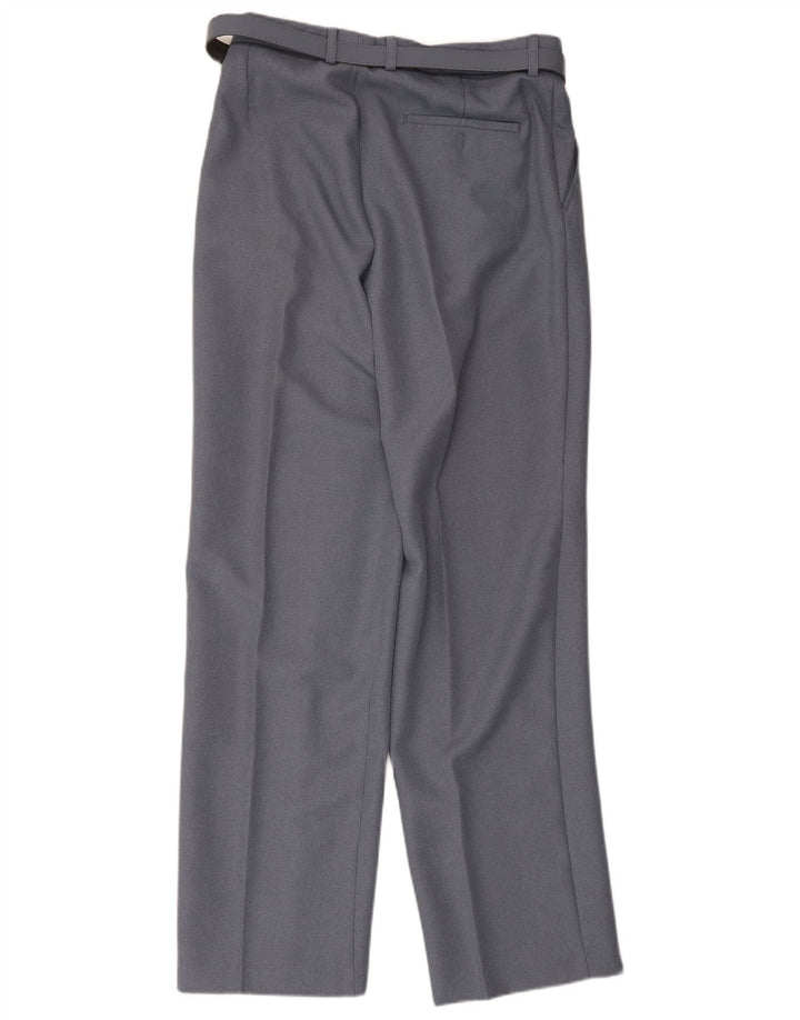 Damskie proste spodnie garniturowe w stylu vintage W34 L30 Szary poliester