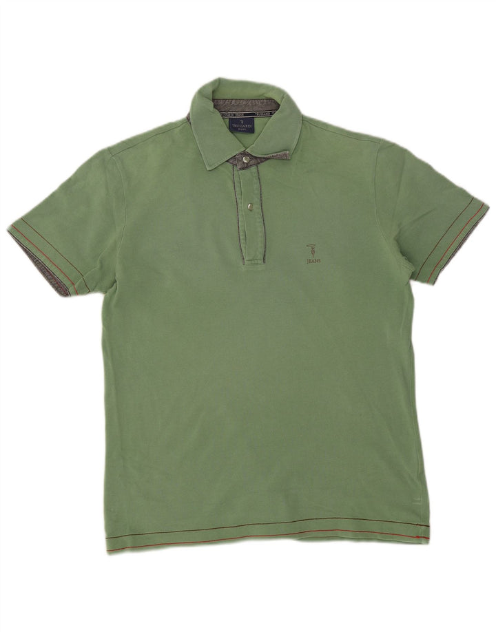 Męska koszulka polo Trussardi Jeans, średnia, zielona bawełna