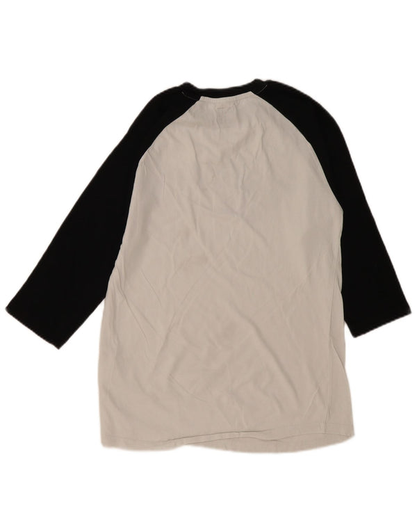 Męski top VANS o dopasowanym kroju z grafiką, rękawem 3/4, mały, biały, bawełniany w bloki kolorów