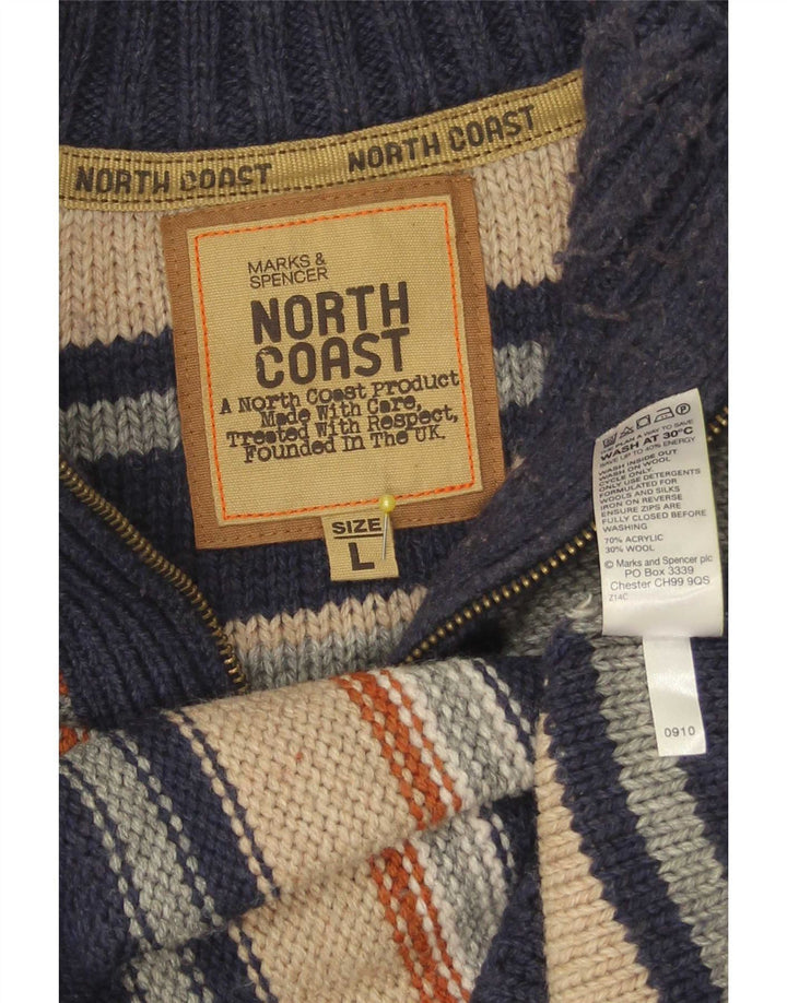 Męski sweter Marks & Spencer North Coast z zamkiem błyskawicznym, duży, granatowy