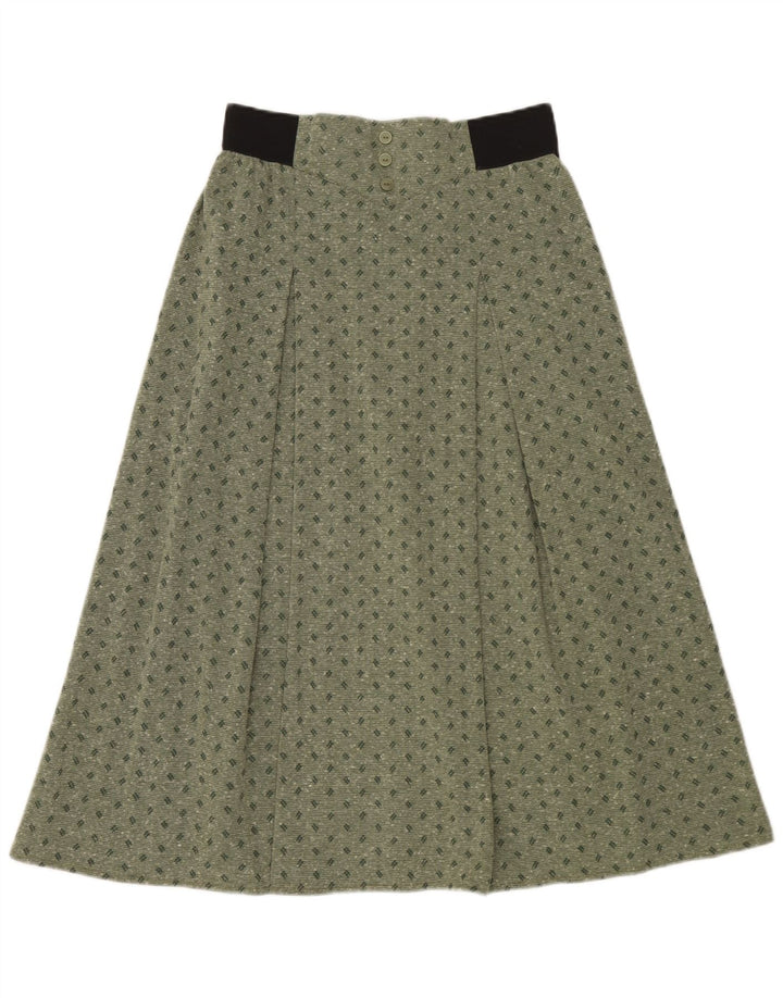 Damska spódnica midi w stylu vintage IT 42 Medium W30 Poliester w zielone cętki