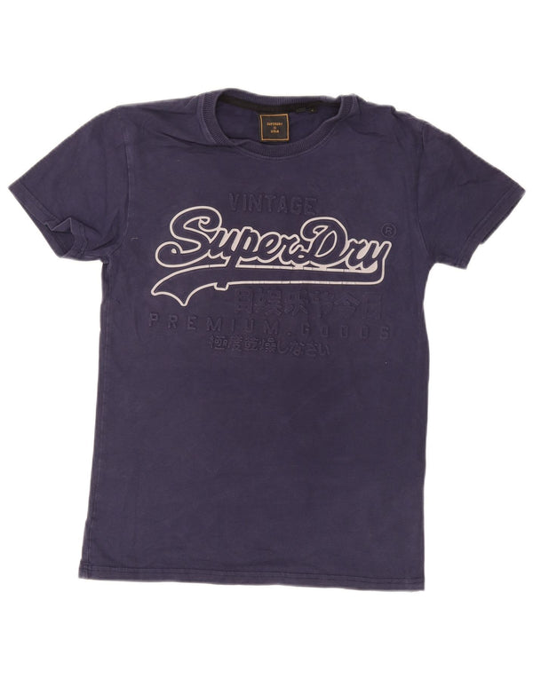 SUPERDRY Męski T-shirt z grafiką, mały, granatowy, bawełniany