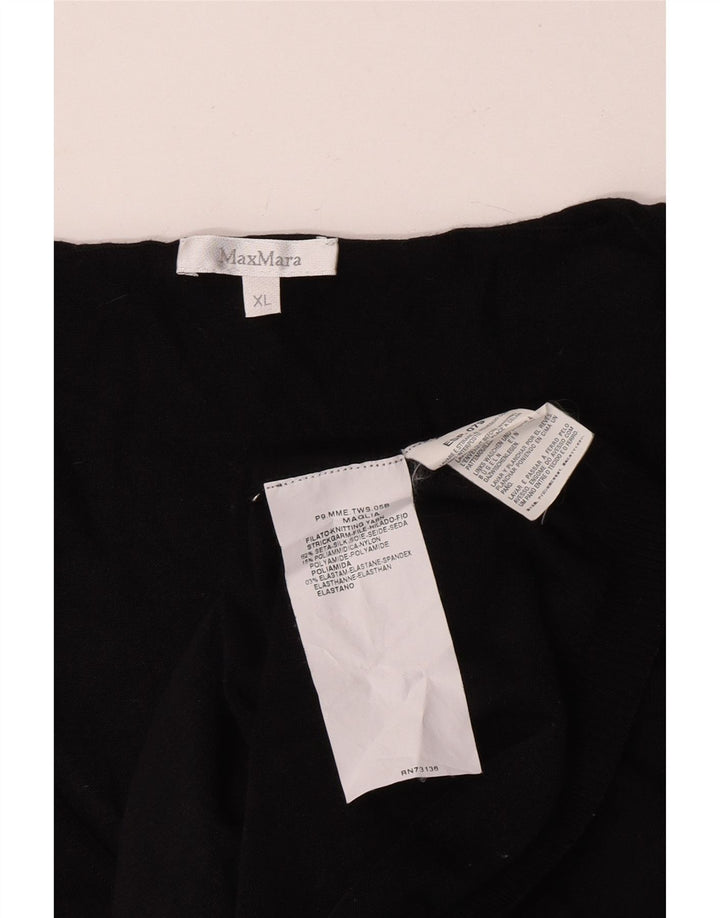 Damska bluzka bez rękawów Max Mara Top UK 18 XL, czarny jedwab