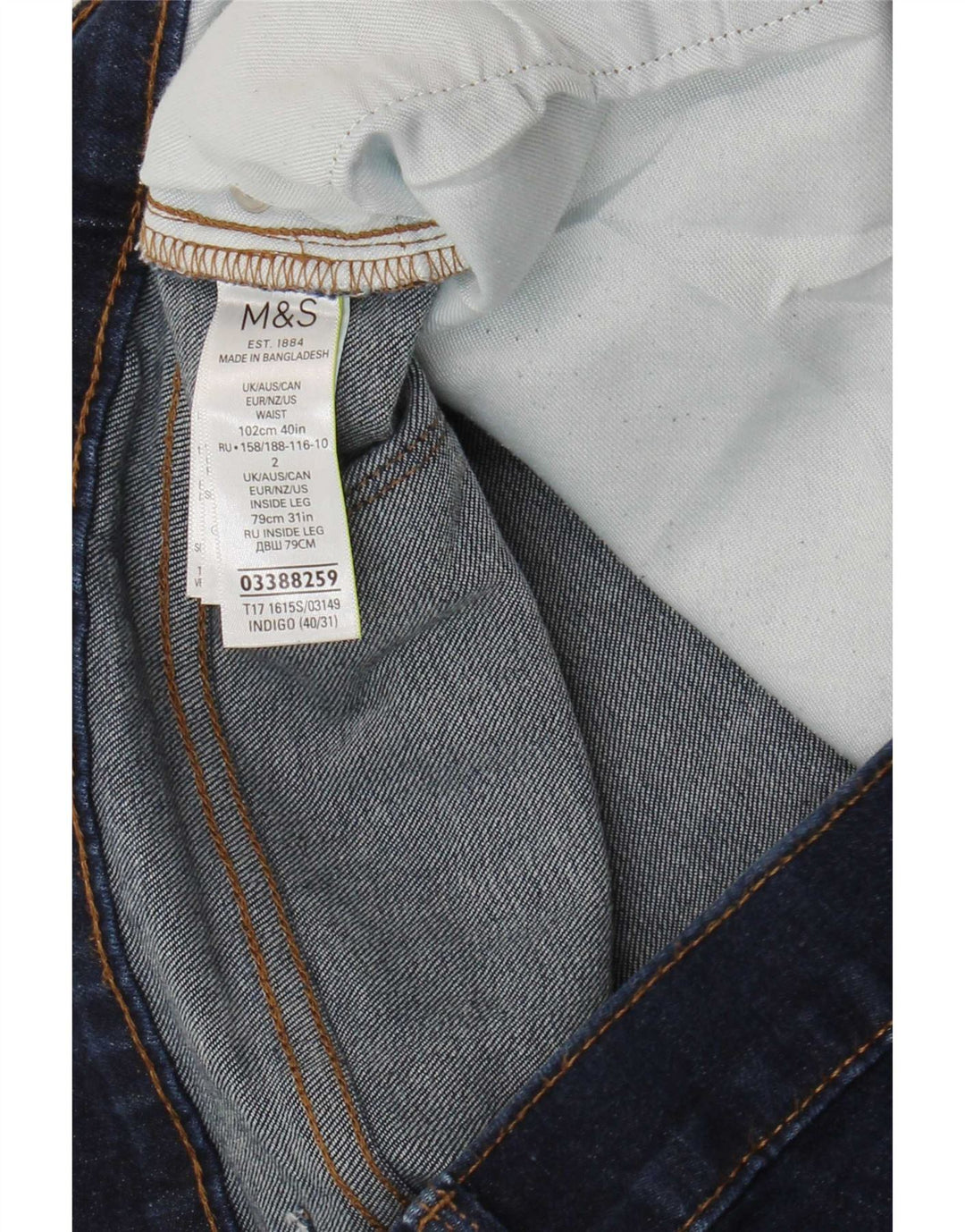 Marks & Spencer Męskie jeansy slim W40 L31 Granatowe, bawełniane