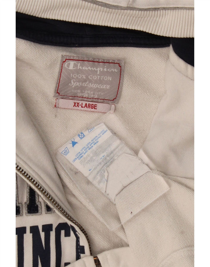 Męski sweter Champion z grafiką i zamkiem błyskawicznym, 2XL, biała bawełna