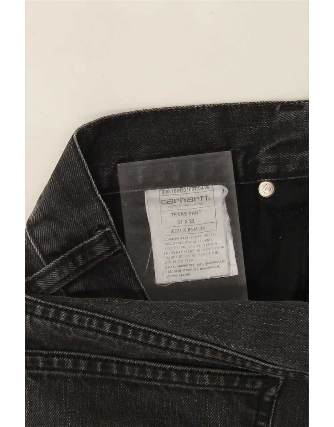 Męskie proste dżinsy Carhartt W31 L28 Szara bawełna