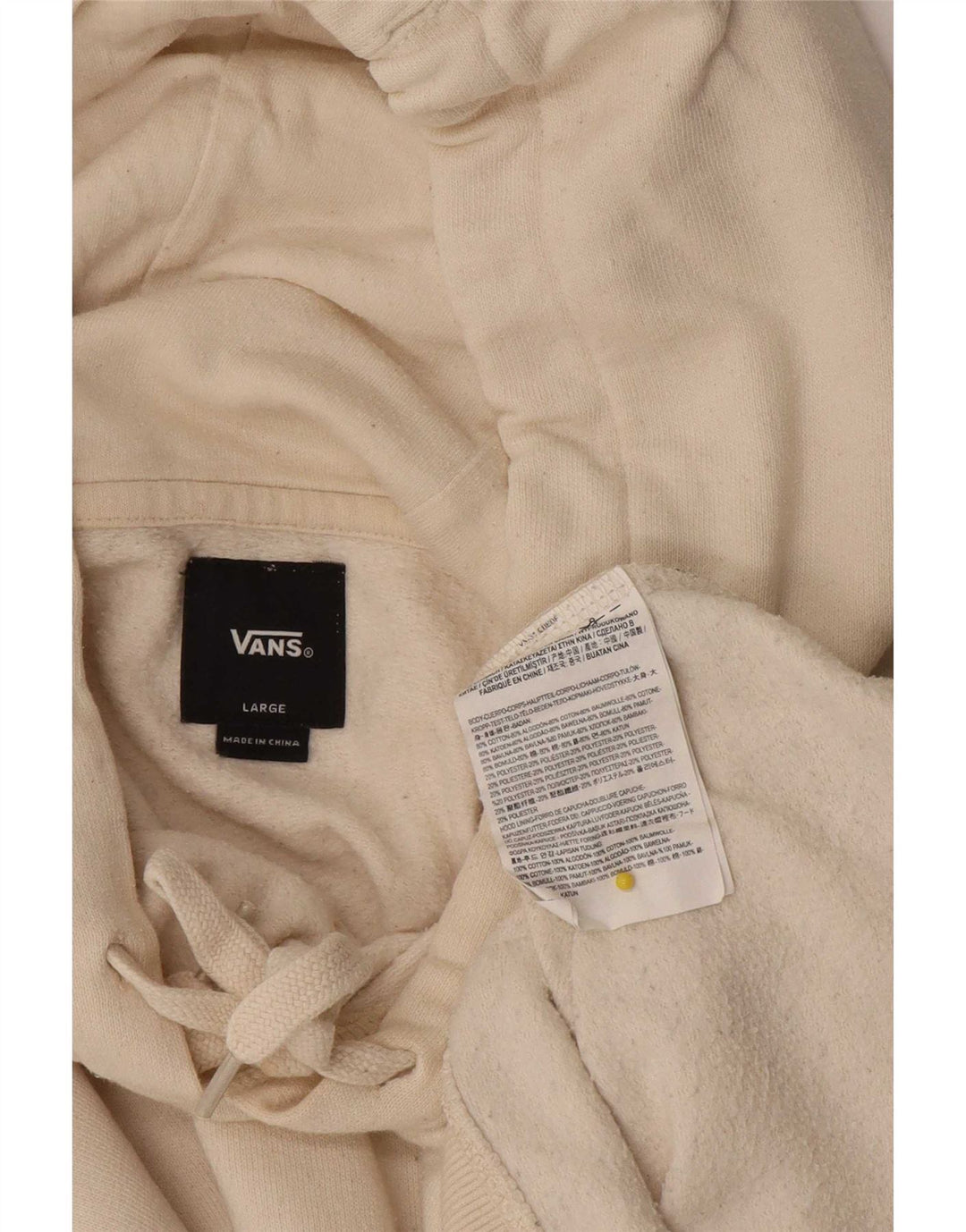 Męski sweter z kapturem Vans z grafiką, duży, złamanej bieli, bawełniany