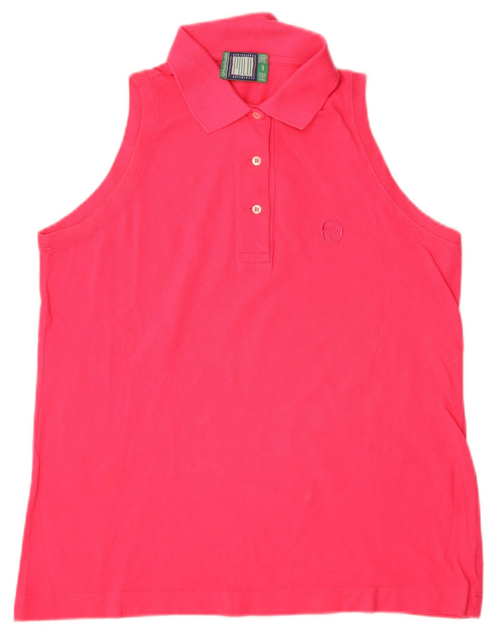 Damska koszulka polo bez rękawów Sergio Tacchini UK 14, średnia różowa bawełna