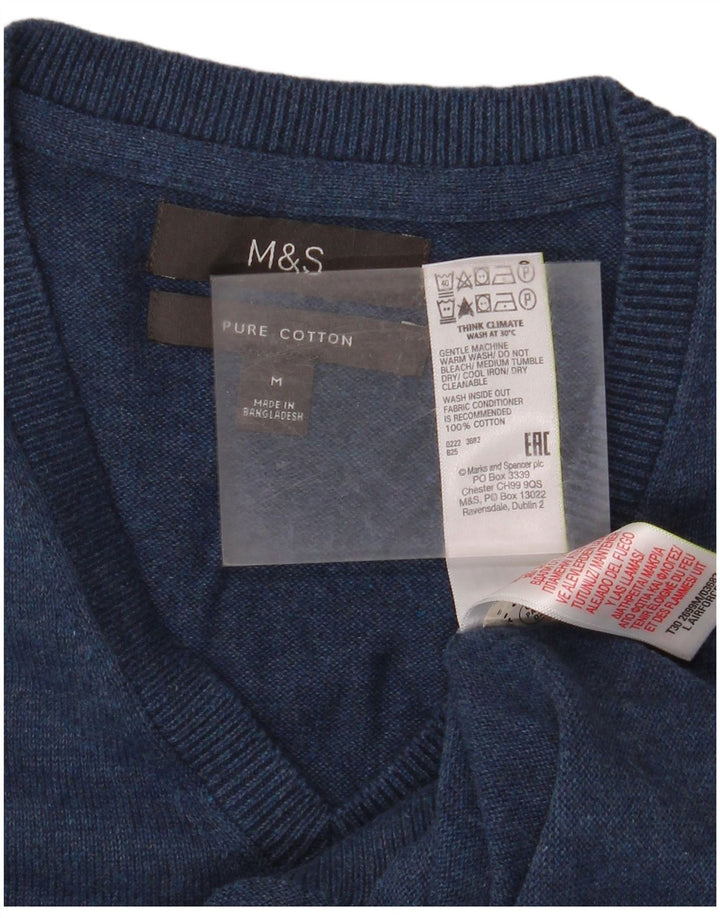 MARKS & SPENCER Męski podkoszulek bez rękawów, średni, granatowy, bawełniany