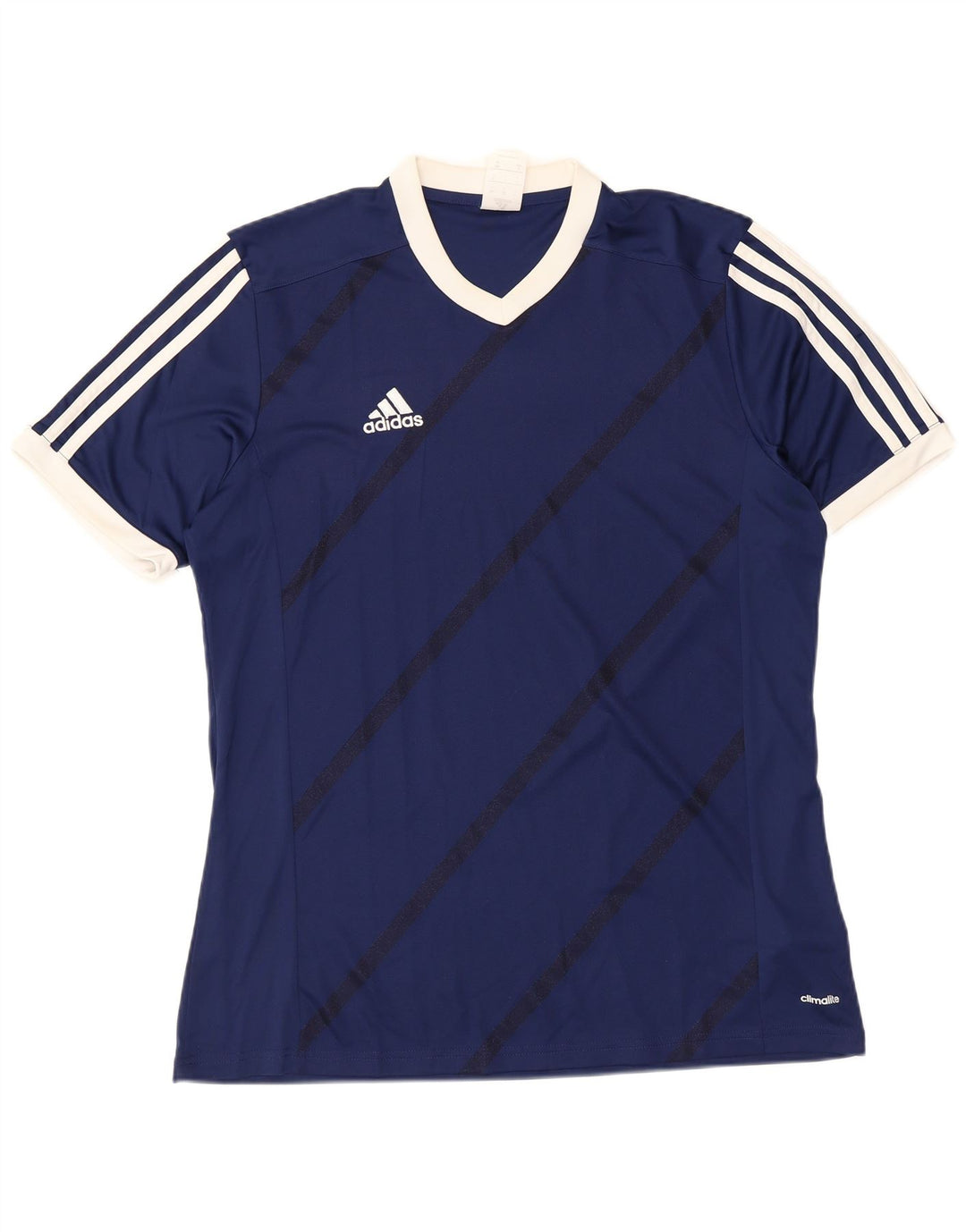 Adidas Męska koszulka Top, duża, granatowa, poliestrowa w paski