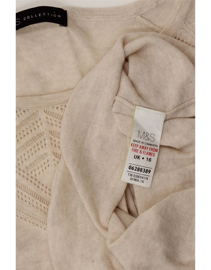 Marks & Spencer Damski sweter z dekoltem w łódkę, UK 16, duży, beżowy