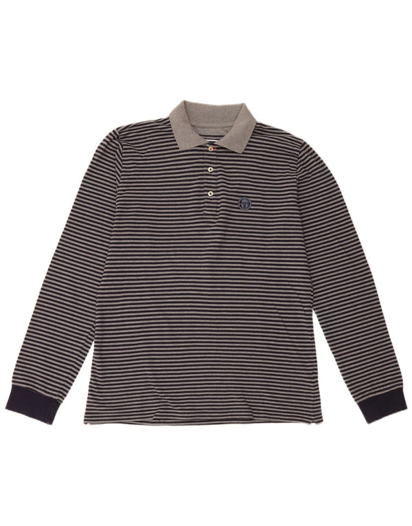 Męska koszulka polo z długim rękawem Sergio Tacchini XL, bawełniana w granatowe paski