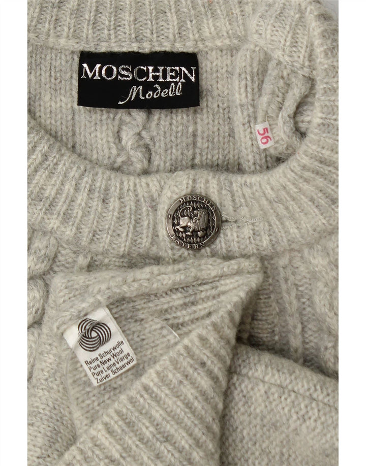 Męski sweter rozpinany Moschen Modell, średnioszary, z nowej wełny