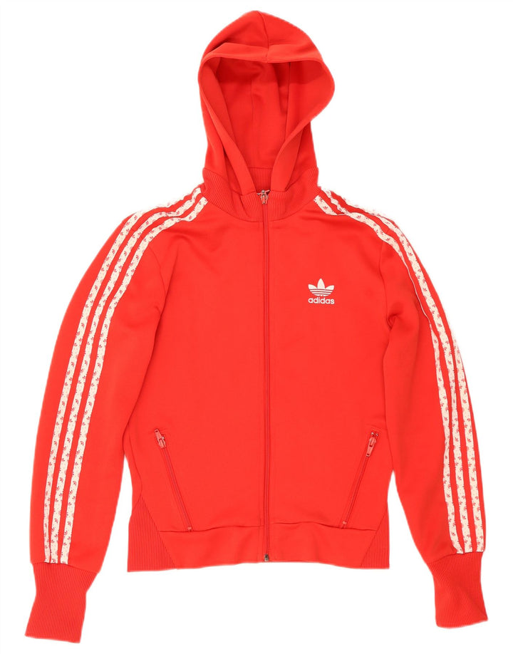 Damski sweter Adidas z grafiką i zamkiem błyskawicznym EU 38, mały, czerwony poliester