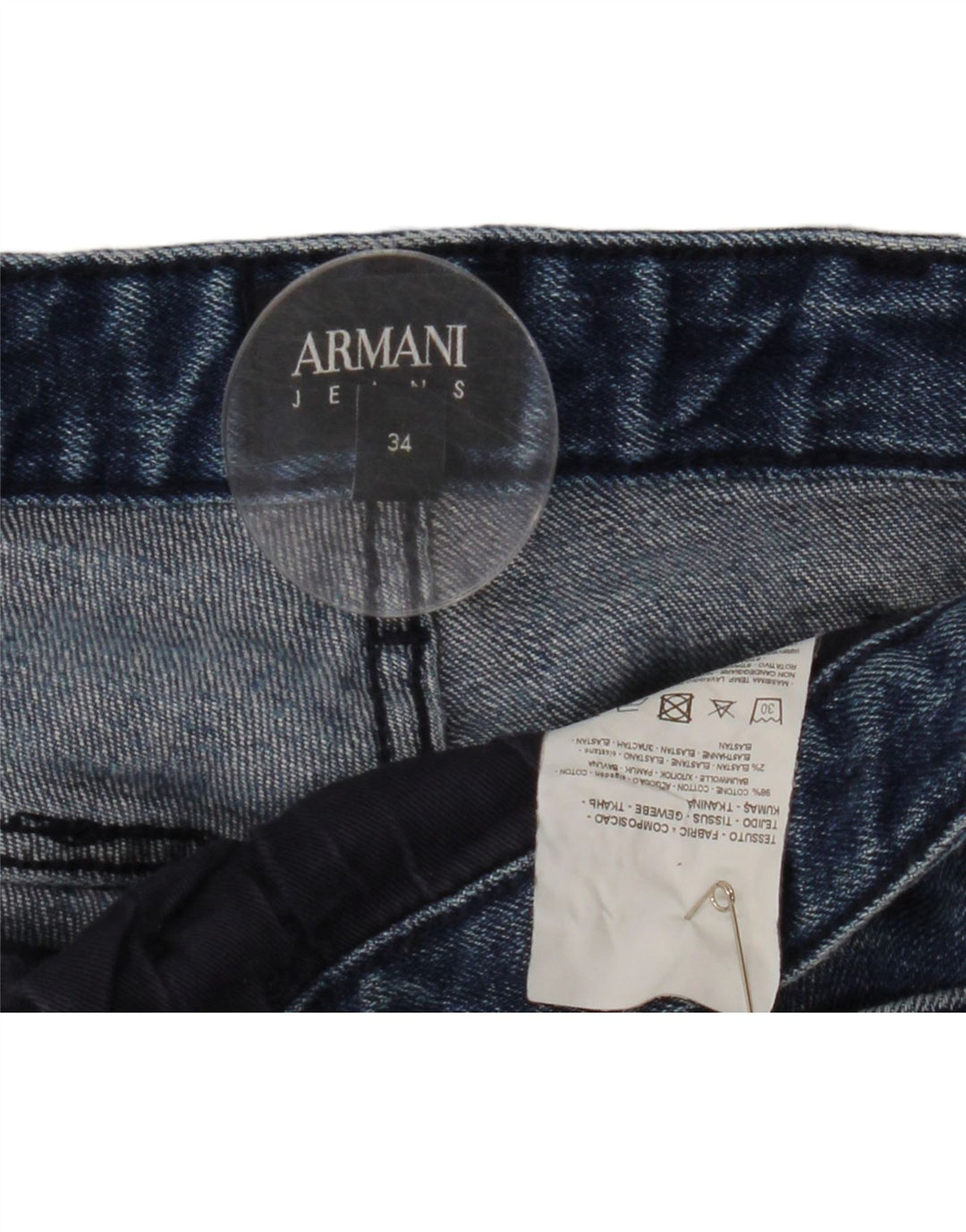 ARMANI Męskie jeansy slim W34 L32 Niebieskie bawełniane