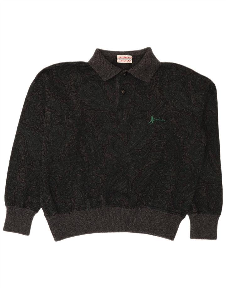 Pancaldi & B Męski sweter polo IT 48 Średni szary wełniany paisley