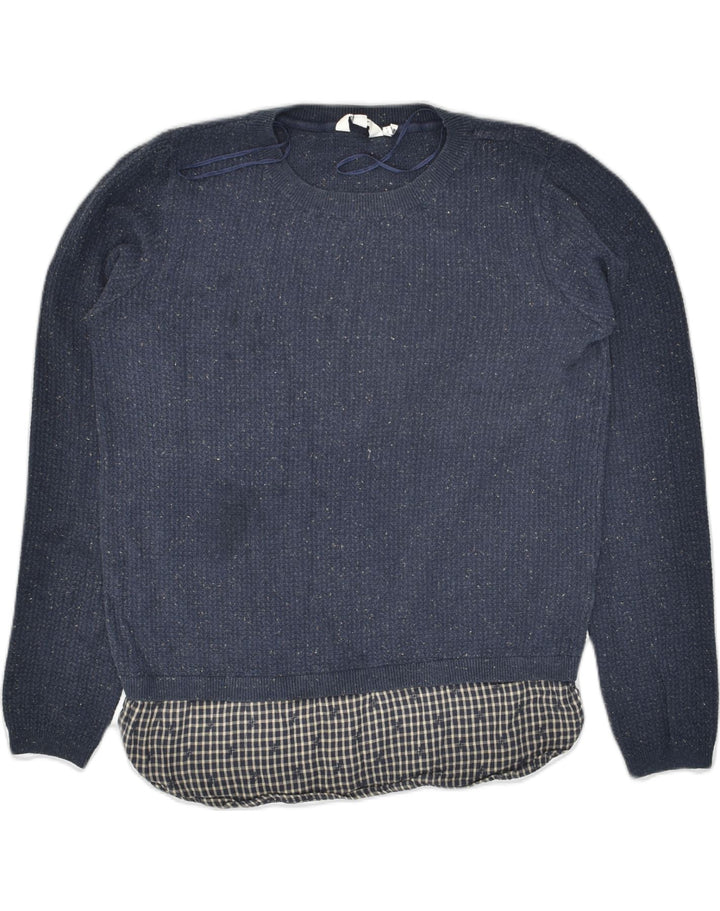 FAT FACE Womens Crew Neck Jumper Sweater UK 12 Medium Navy Blue Flecked Vintage Fat Face and Second-Hand Fat Face from Messina Hembry 