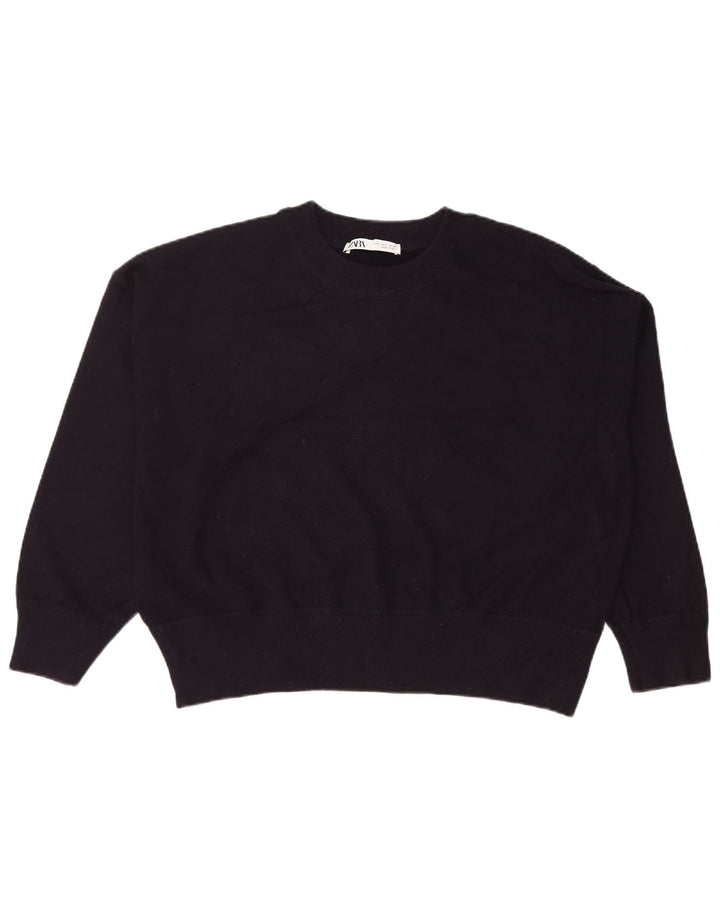 Damski sweter typu Crop Oversize Zara UK 16, duży, granatowy, wiskoza