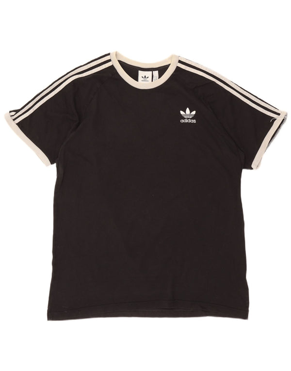 Adidas Mens T-Shirt Top XL Black Colourblock Cotton