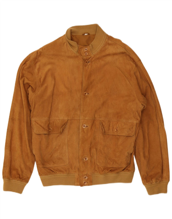 Vintage męska zamszowa kurtka bomber IT 56 3XL brązowa skóra