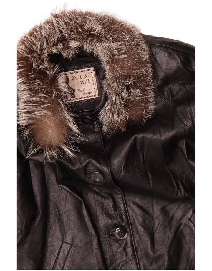 PAUL & WITE Damski płaszcz skórzany UK 20 2XL Czarna skóra